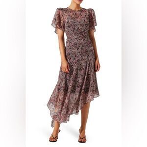 ASTR • Floral woven asymmetrical hem dress